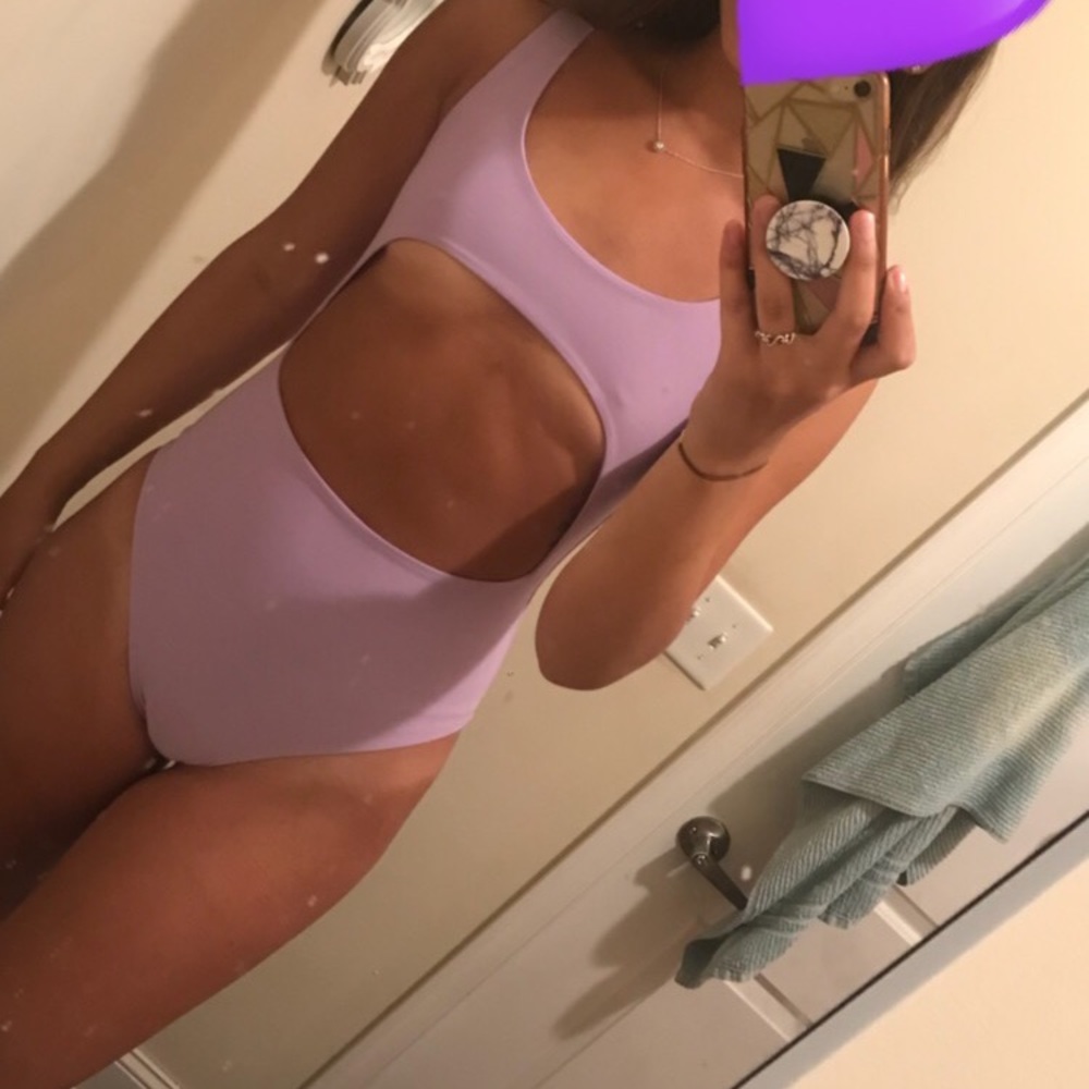 Lavender cutout bodysuit